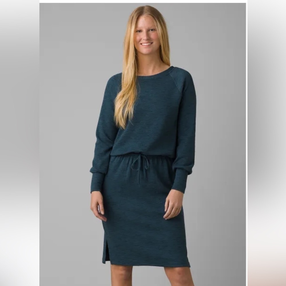 Prana Sunrise Dress long sleeve pockets comfy active wear casual dark sky sz sm